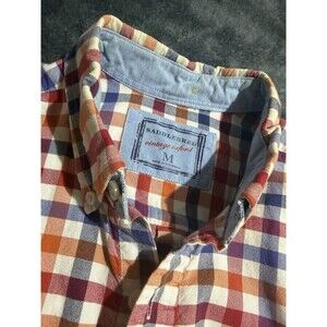 Men’s Plaid Gingham Button Down Long Sleeve Saddlebred Vintage Oxford Shirt M